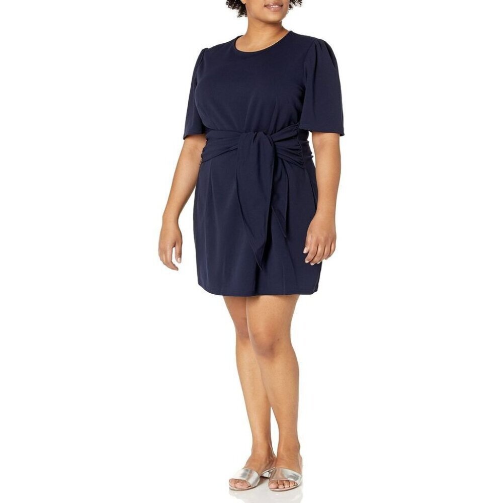 NWT Size S Elegant City Chic Plus Size Knee Lenght Dress TIE Point in Navy